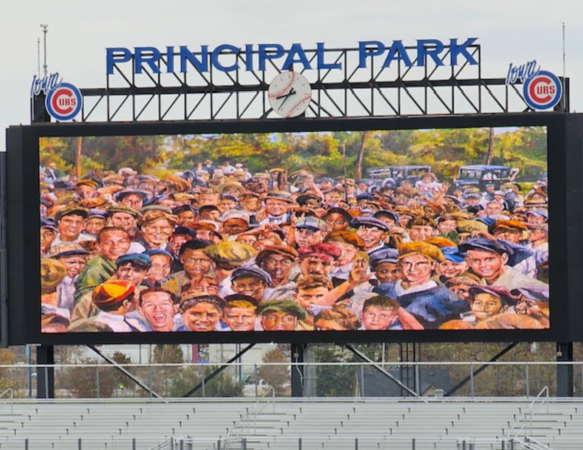 Babe and the Kids painting displayed at Principal Park